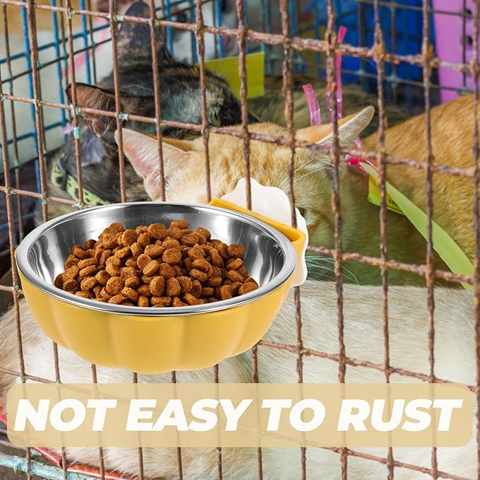 Hanging Pet Feeder Bowl Small Yellow Plastic Cat Feeder Dog Water Bowl for Cage Feeding Supplies