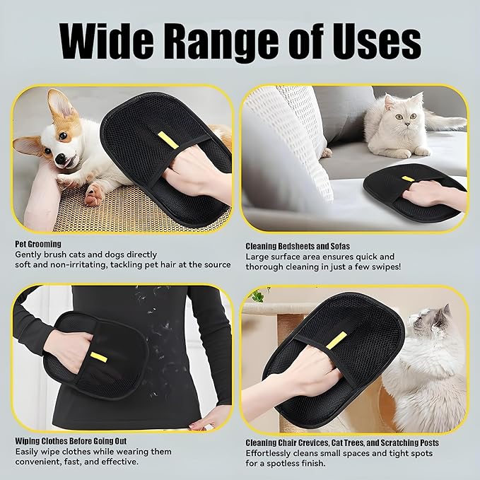 Pet Hair Remover Gloves for Cats & Dogs, 2025 Newly Upgraded Electrostatic Pet Hair Removal Glove, Reusable Premium Mitt for Clothing,Couch, Furniture, Carpet, Car Seat, Curtain