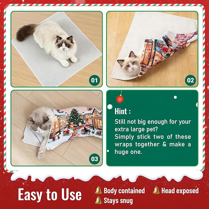 Purrfect Peace Cat Swaddle Wrap – 27.6" Professional Calming Restraint Bag for Grooming, Nail Trimming & Medicine - Adjustable Cat Restraint for Grooming, Nail Clipping & Vet Visits