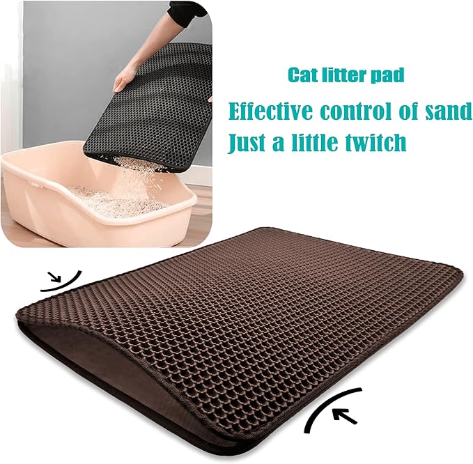 HTTMT- Cat Litter Mats 25.6x22 inch (65X55cm) Pet Supplies & Housebreaking Brown Cat litter Double Layer Pad Trapper Folding Pad EVA Foam Rubber