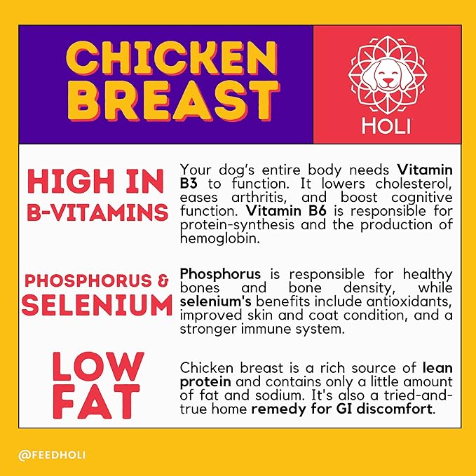 HOLI Freeze Dried Chicken Dog Food Topper - Single Ingredient, Human-Grade Lean Chicken Breast - Dog Food Flavor Enhancer for Picky Dogs – 100% All Natural - 3.5oz