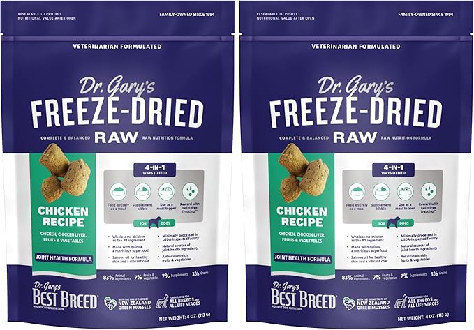 Best Breed Dr. Gary's Freeze-Dried Raw Food, Topper and Treat: Chicken Recipe - 4 oz. (Pack of 2)
