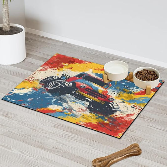 Off-Road Vehicle Dog Food Mat for Floors Absorbent, Quick Dry Water Dispenser Mat for Food, Water, Pet Supplies 12" x 20",