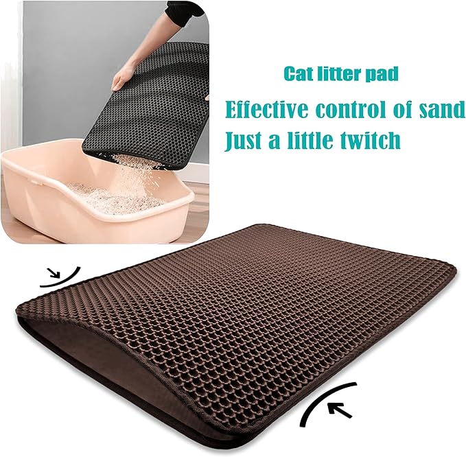 HTTMT- (20x15.7 inch) Pet Supplies Cats Litter & Housebreaking 40X50 Brown Cat litter Mat Double Layer Pad Trapper Folding Pad EVA Foam Rubber