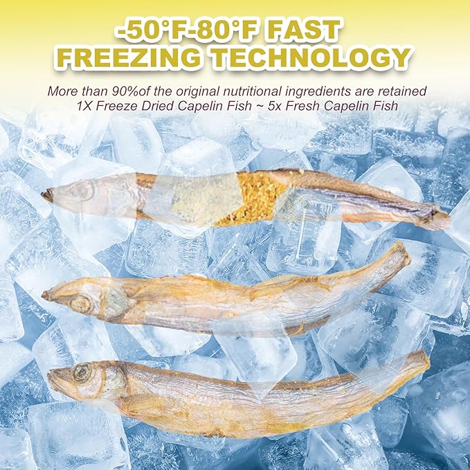 Freeze Dried Capelin Fish - Single Ingredient Cat and Dog Treats Natural Animal Protein Healthy Tasty Snacks for Training (85g)