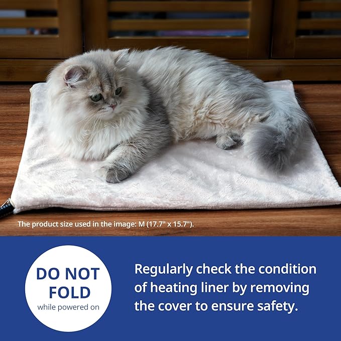 NICREW Pet Heating Pad for Dogs and Cats, Heated Cat Bed with Steel-Wrapped Cord and Soft Fleece Cover, 17.7 x 15.7 Inches, 30 Watts