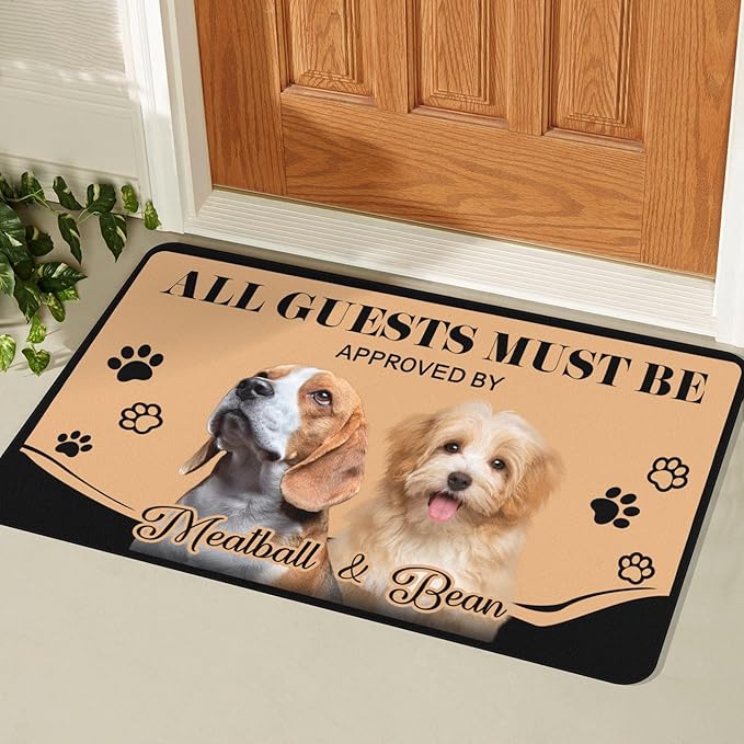 Generic Personalized Dog Cat Doormat, Custom Pet Door Mat for Outdoor, Indoor, Custom Cat Dog Rugs Gifts-24x16inch (Up to 4 Pets), One Size, Style-1