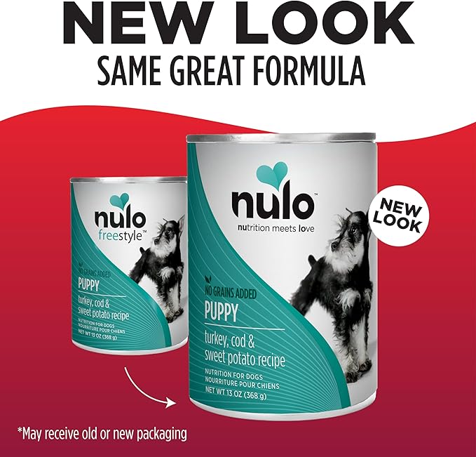 Nulo Grain-Free Turkey, Cod, & Sweet Potato Recipe Wet Canned Dog Food for Puppies, 13 Ounce, 12 Cans