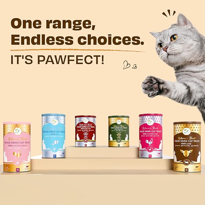 Pawfect Nature's Feast Freeze-Dried Chicken Breast Treats for Cats Low Fat for Weight Control & Muscle Care All Natural No Grain Added Hypoallergenic Training Treat (200g/7.05oz)