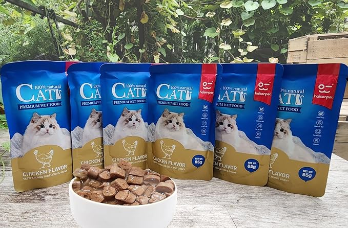 Cats Premium Wet Food 85g Pouch — Moist, Soft Cat Food Mixer, Topper and Rotational Meal (6-Pack, Chicken)