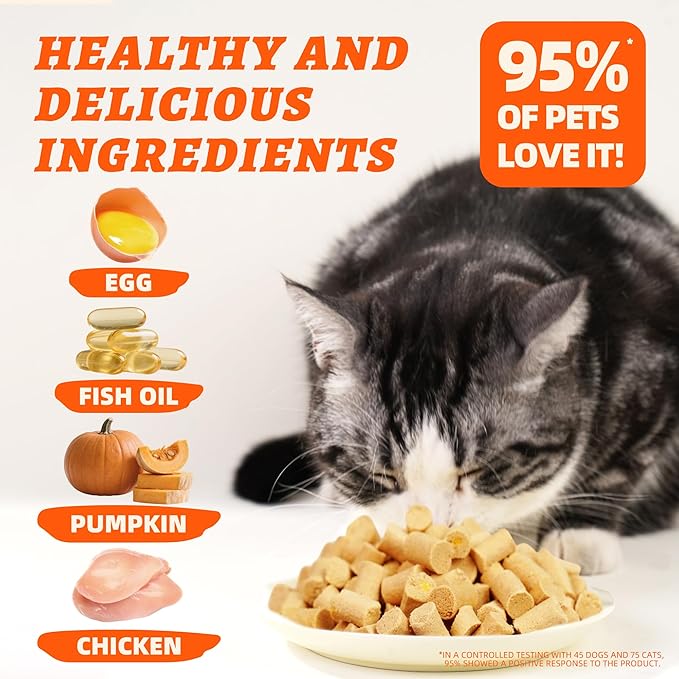 Wellix Chicken & Pumpkin Raw Treat – Freeze Dried Chicken Snacks, Pet Food Topper, Grain Free, Crunchy Cat Treats for Indoor Cats - for Small, Medium & Large Cats & Dogs - 4.59 oz