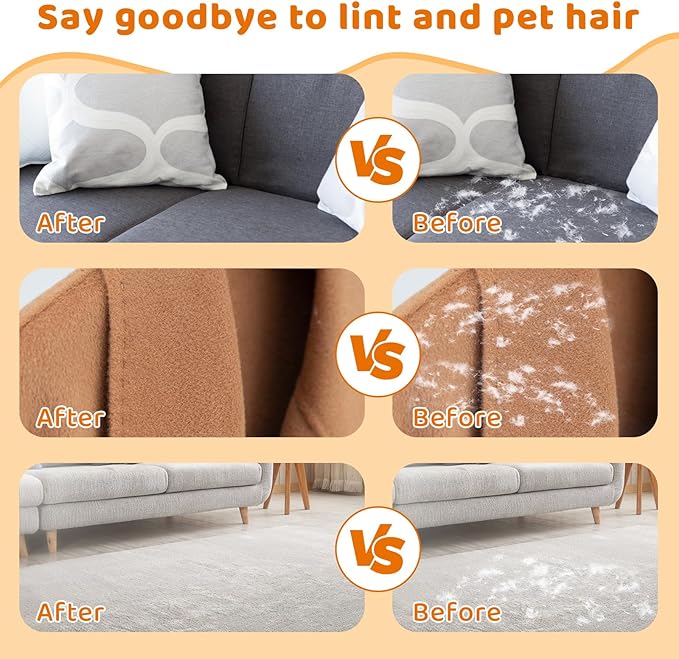 Pet Hair Remover Glove for Dogs & Cats, Newly Upgraded Reusable Electrostatic Pet Hair Gloves, Pet Hair Remover Tool for Clothing, Couch, Carpet, Car Seat（1Pcs-Orange