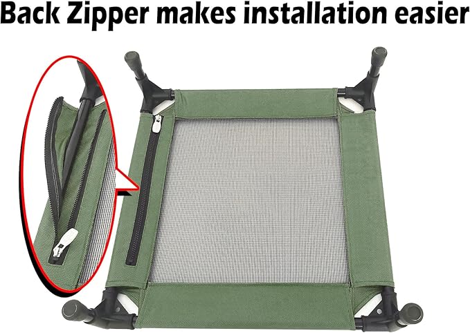 Pozico Elevated Pet Bed with Breathable Mesh for Small Cat and Dog, Raised Cooling Pet Cot for Puppy and Kitty, 18.9x18.9 inch (Olive Green Bed)