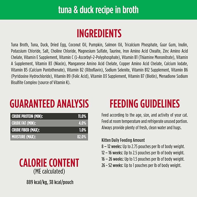 Nulo Silky Mousse Tuna & Duck Recipe in Broth for Kittens, 1.75 oz Pouch, Case of 12