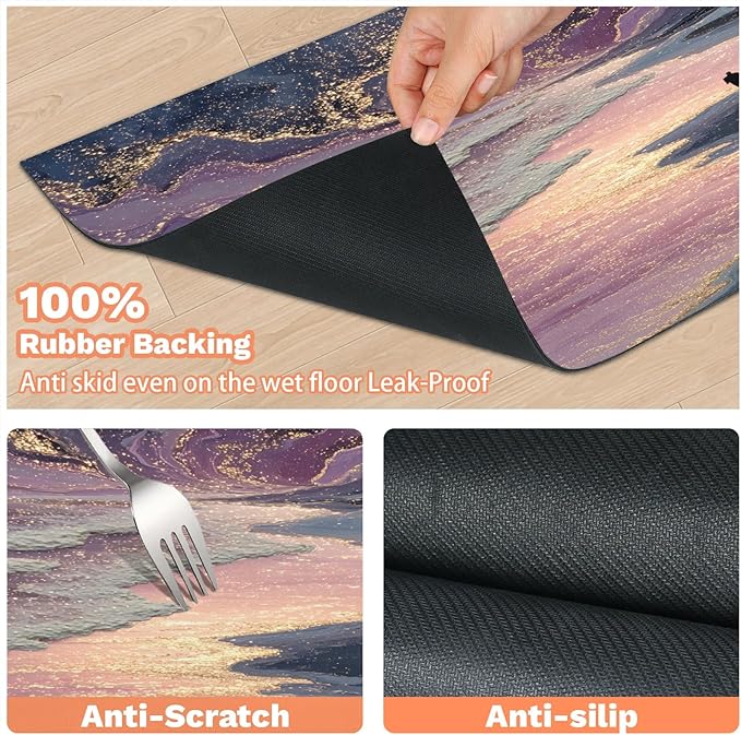 Sea Dog Food Mat for Floors Absorbent, Quick Dry Water Dispenser Mat for Food, Water, Pet Supplies 16" x 24", Galaxy Star