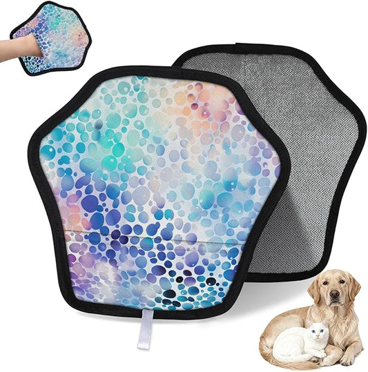 Reusable Pet Hair Removal Glove Abstract Dot Magic Brush for Cat & Dog Hair Remover for Car, Sofa, Bedding, Clothes - 9x9 Mitt Washable