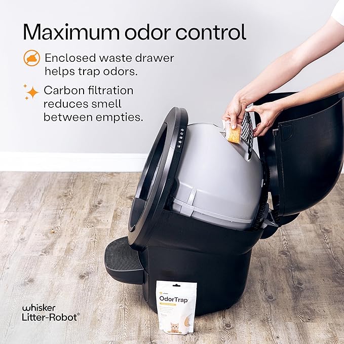 Litter-Robot 4 Supply & Accessory Bundle by Whisker, Black- Automatic Self-Cleaning Cat Litter Box, Includes Litter-Robot 4, Ramp, Mat, 3 OdorTrap Packs, 10 Liners, 30 Wipes, & 2 Carbon Filters