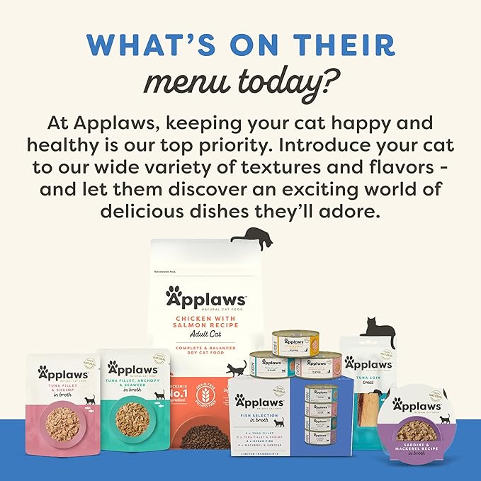 Applaws Natural Wet Kitten Food in Broth, Made with Limited and Natural Ingredients, No Artificial Additives, High Protein, Tuna Fillet in Broth (12 x 1.76oz Pouches)