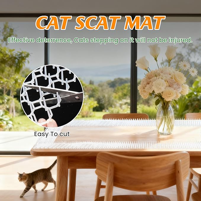 Clear Scat Mat for Cats 16 x 13 Inch, 10 Pack Transparent Cat Deterrent Mat with 1 Inch Spikes, Indoor Outdoor Pet Training Mat to Keep Cats Off Sofa, Counter & Garden