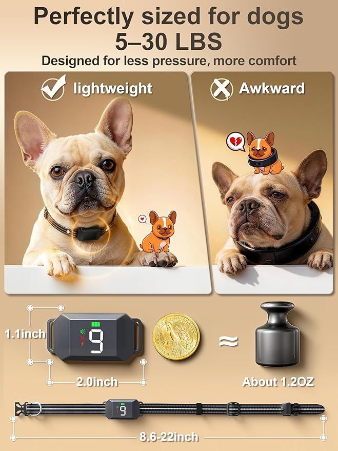 Small Shock Collar for 2 Small Dogs(5-30Lb), Dog Training Collar with Remote for Small & Medium Dogs, 3 Channels, Waterproof, Rechargeable, Collar with Beep, Vibration, Safe Shock,1300ft