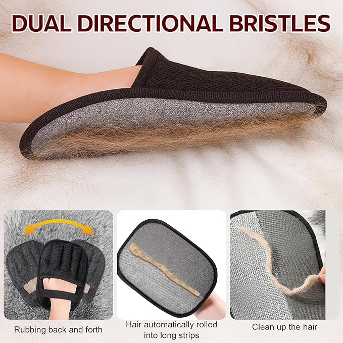 2-Pack Pet Hair Remover Gloves for Cats & Dogs, 2026 Upgraded Five-Finger Reusable Electrostatic Pet Hair Gloves, Magic Brush Pet Hair Remover Tool for Laundry, Couch, Carpet, Car Seat