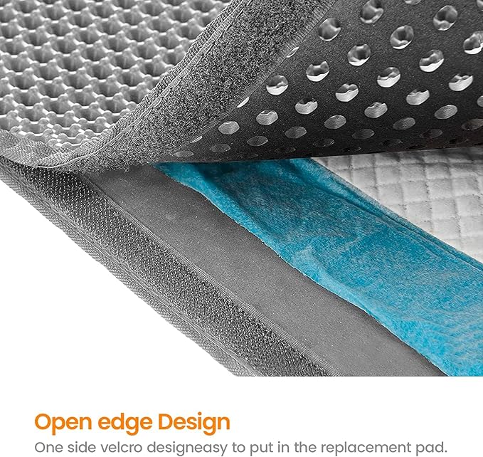 Cat Litter Mat-30"X24" Large Litter Box Mat for Kitty, EVA Honeycomb Double Layer Design, Urine & Waterproof with Unique Handle, Less Waste, Easier To Clean,Non Slip, Gray