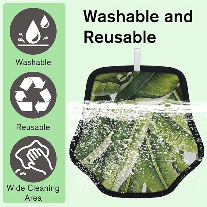 Tropical Banana Leaves Electrostatic Pet Hair Removal Glove for Cats & Dogs - Reusable Grooming Mitt for Couch, Carpet, Car Seat & Laundry - Large 9x9 Inch