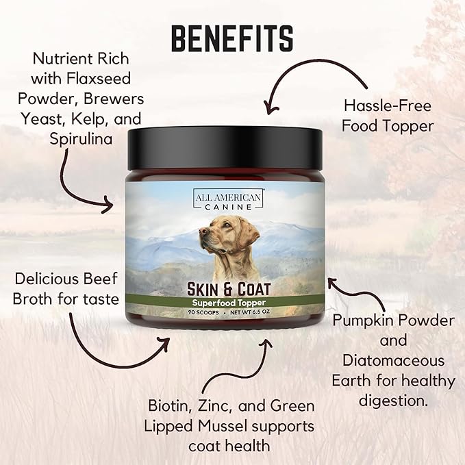 Complete Skin & Coat Natural Protein-Enriched Powdered Supplement Food Topper | 90 Servings