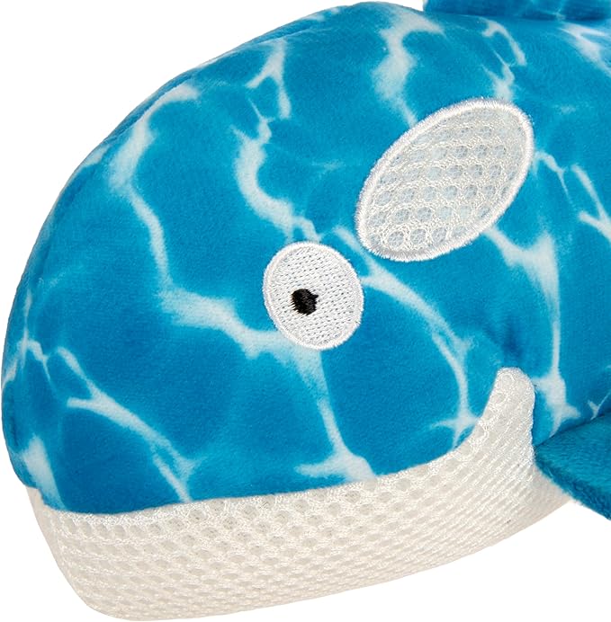 TrustyPup Strong 'N Silent Swimmer Soft Plush Orca Squeaker Chew Guard Dog Toy - Blue, Large