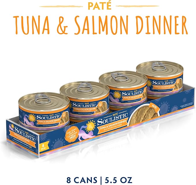 Soulistic Paté, Tuna and Salmon Dinner in a Hydrating Purée, 5.5oz Can, Pack of 8