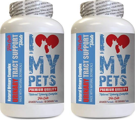 I LOVE MY PETS LLC cat Urinary Tract Health Supplements - CAT Urinary Tract Support - Natural Complex - Premium - Cranberry Pills for Cats - 180 Treats (2 Bottles)