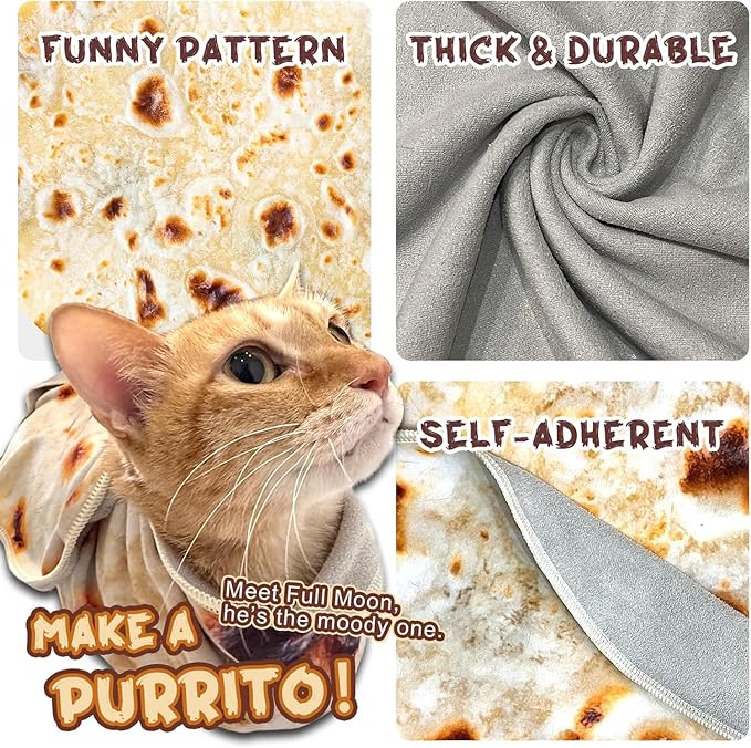 Ohjijinn Cat Wrap for Cutting Nails, Tortilla Blanket Pet Supplies Cat Washing Bag, Burrito Blanket Cat Restraint for Nail Clipping, Multifunctional Pet Tool Gifts for Cat Lovers