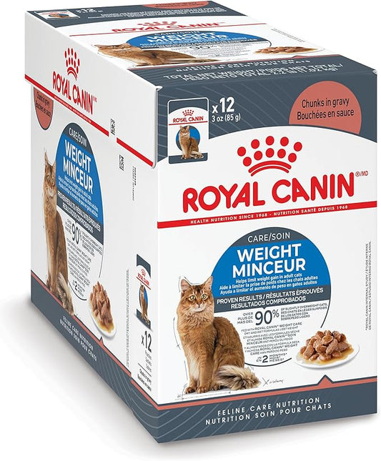 Royal Canin Feline Care Nutrition Weight Care Adult Chunks in Gravy Cat Food, 3 oz (Pack of 12)
