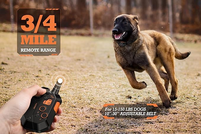 PATPET 3/4 Mile Range Dog Training Collar with Remote for Medium Large Dog, 15-150lbs Dog Shock E Collar 2 Packs