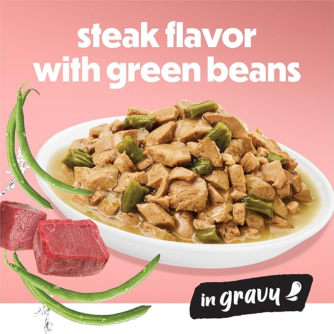 Purina Beneful Steak Flavor with Green Beans Wet Dog Food in Dog Food Gravy - 5.5 oz Can (Pack of 12)