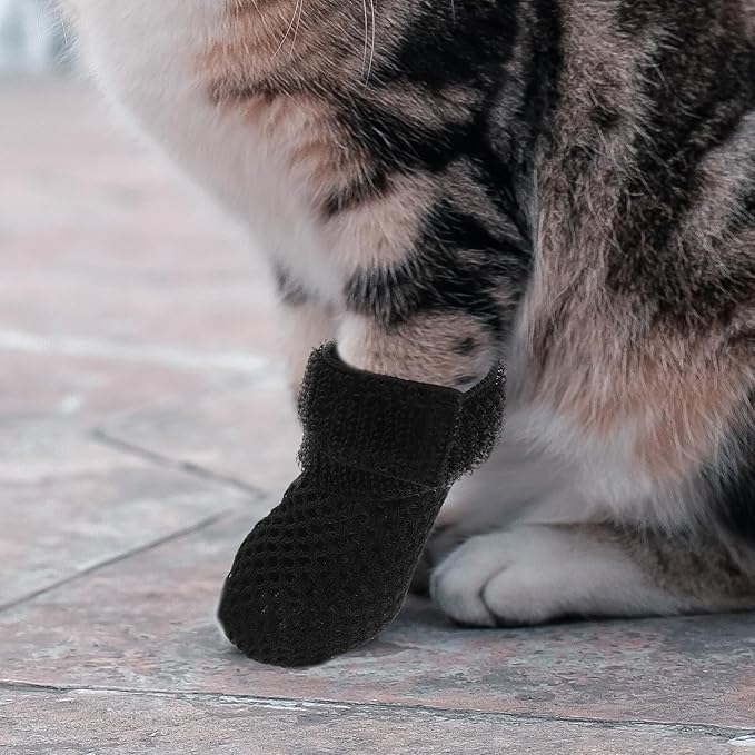 Adjustable Cat Foot Muffs Protective Paw Covers Cat Shoes Claw Caps for Cats Anti-Scratch Comfortable Fit for Feeding Medicine Grooming