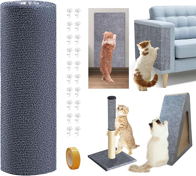 Cat Scratch Furniture Protector Keep Couch Sofa Protection Anti Claws Corner Wall Scratcher Post Sisal Scratching Mat Carpet Pad Cover Fabric Tree Guards Remnants 40"x15.8" (Deep Grey)