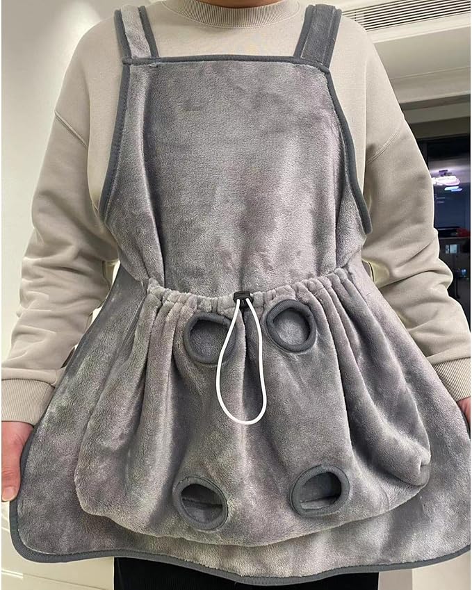 Cats Holding Carriers Velvets Aprons Slings Accompany Bag Indoor Use Smock with Pocket Cats for Nail Cutting