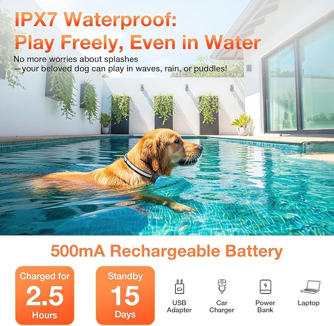 Electric Fence for Dogs, Rechargeable Underground Dog Fence with 656Ft Wire, 2 Waterproof Collar, Wired Dog Fence System for 2 Dogs