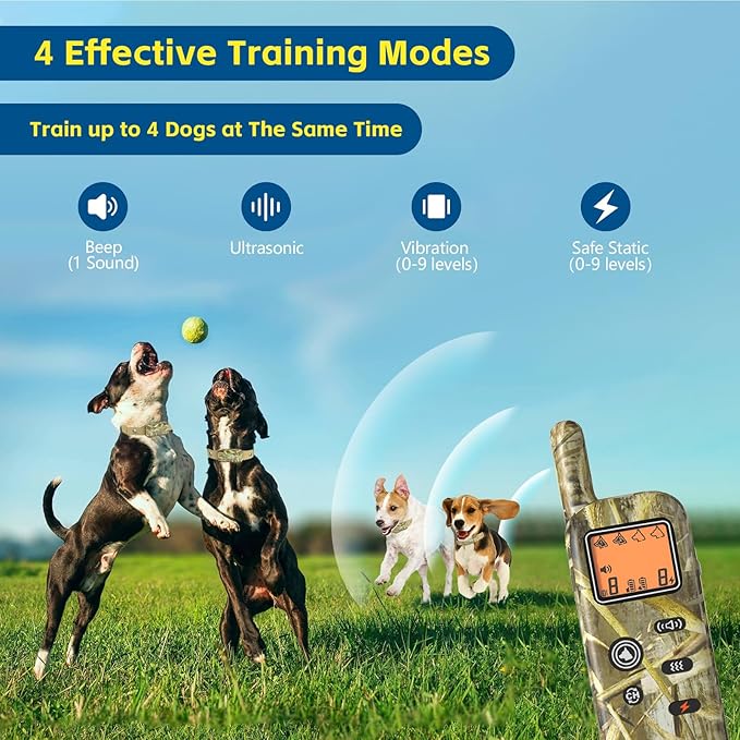 Wireless Dog Fence System for 2 Dogs with 2 Collars 856 Acre Electric Dog Fence Shock Mulit Dogs Training Collar with Remote Ultrasonic Portable Waterproof Outdoor Safe Pet Containment System
