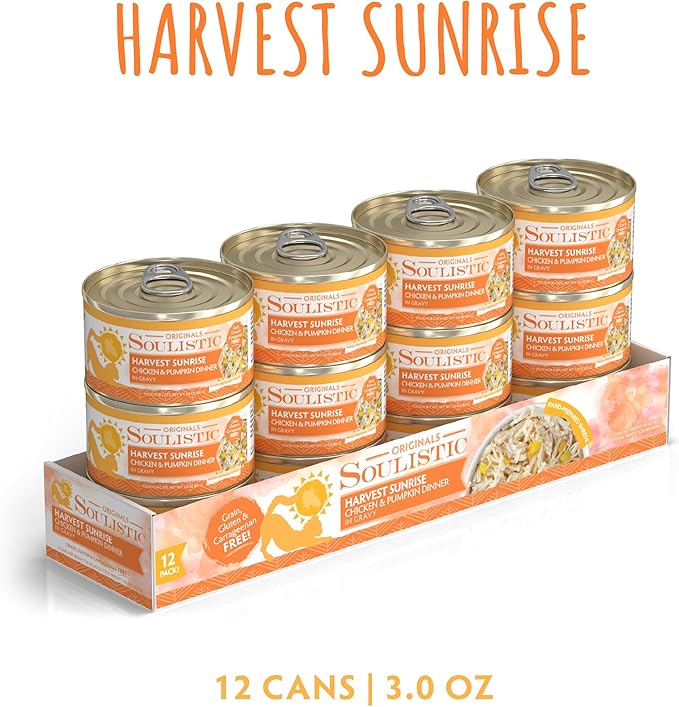 Soulistic Originals, Harvest Sunrise Chicken and Pumpkin Dinner in Gravy, 3oz Can, Pack of 12