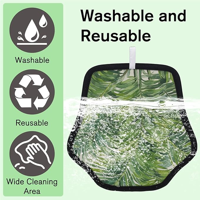 Palm Leaf Watercolor Electrostatic Pet Hair Removal Glove for Cats & Dogs - Reusable Grooming Mitt for Couch, Carpet, Car Seat & Laundry - Large 9x9 Inch