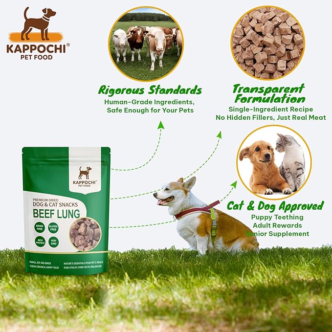 Freeze-Dried Beef Lung Dog Treats, 3.5oz(100.0g), 100% Single Ingredient, High Protein Training Treats, Natural & Raw, No Additives, Grain Free, Gluten Free