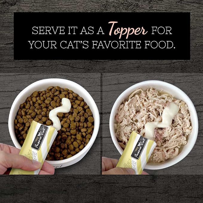 Fussie Cat Tuna with Shrimp Puree, lickable cat Treats, 0.5oz Pouch Pack of 4