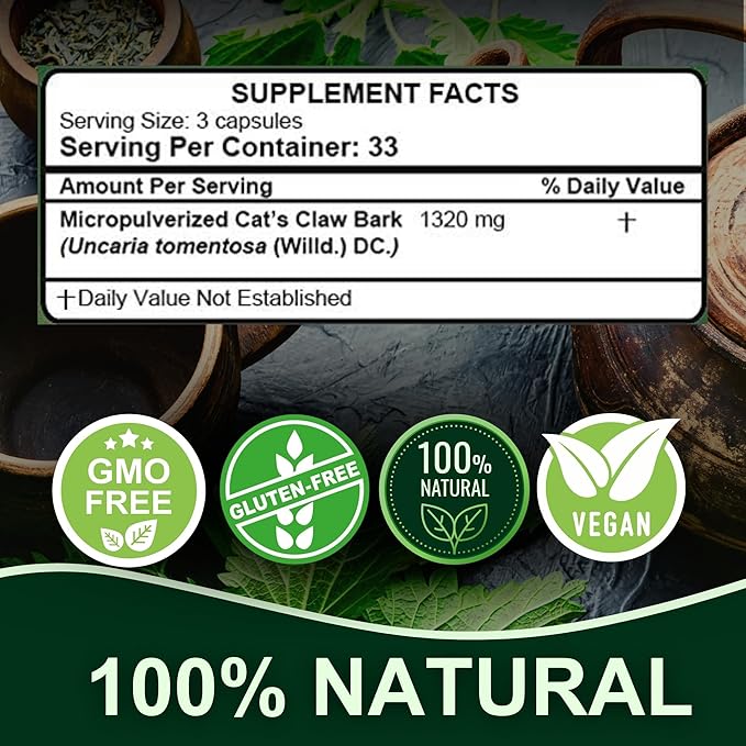 Hanan Uña de Gato Cat's Claw | 100 Capsules | Naturally Aids in Supporting Healthy Immune System (Single Pack)