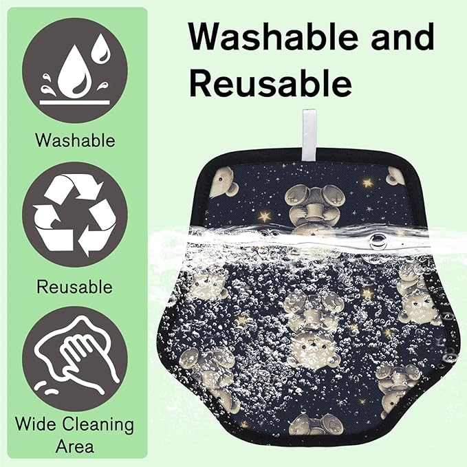 Reusable Pet Hair Removal Glove Stars Bears Magic Brush for Cat & Dog Hair Remover for Car, Sofa, Bedding, Clothes - 9x9 Mitt Washable