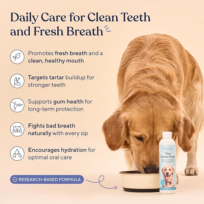 Pawfy Dog Breath Freshener with Specialized Dental Care Formula | Dog Teeth Cleaning & Mouthwash | Helps Freshen Dogs Breath with Easy Water Additive | Supports Plaque and Tartar Control