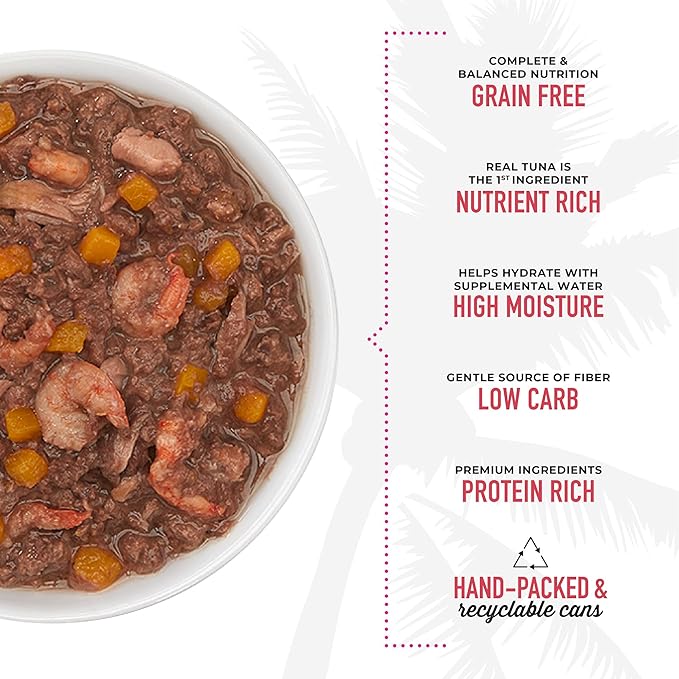 Tiki Cat Aloha Friends, Tuna, Shrimp & Pumpkin, Grain-Free & High Moisture, Wet Cat Food for All Life Stages 3 oz. Cans (Pack of 12)