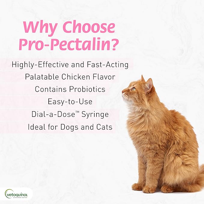Pro-Pectalin Oral Paste for Dogs & Cats, Helps Relieve Occasional Diarrhea in Cats and Dogs, Situational Diarrhea Relief with Kaolin and Pectin, Contains Beneficial Probiotic Bacteria, 30cc