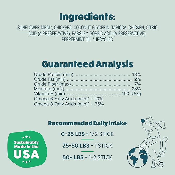 Shameless Pets Chicken & Mint Dental Chews for Dogs, 32 Chews - Natural Dog Teeth Cleaning Treats with Fresh Breath Benefits | Grain-Free Dental Sticks for Small, Medium & Large Dogs